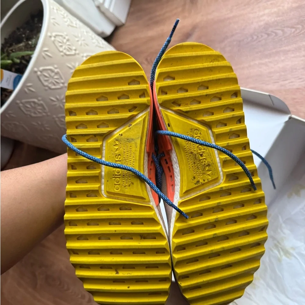 adidas Pharrell William human race Beige Sneakers with Orange-and Yellow
